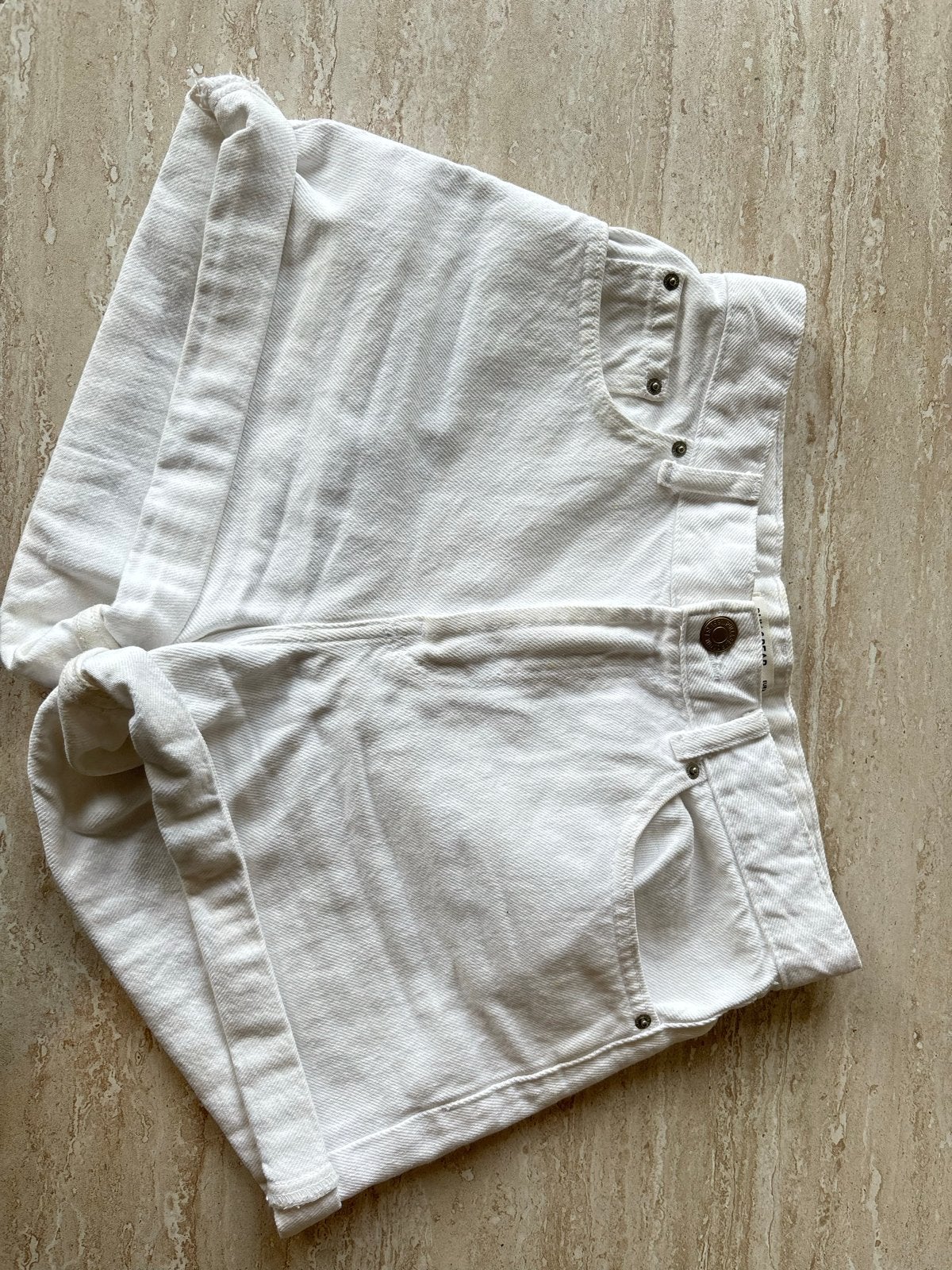 Witte denim shorts met hoge taille, Kort, Wit, Ophalen of Verzenden, Zo goed als nieuw