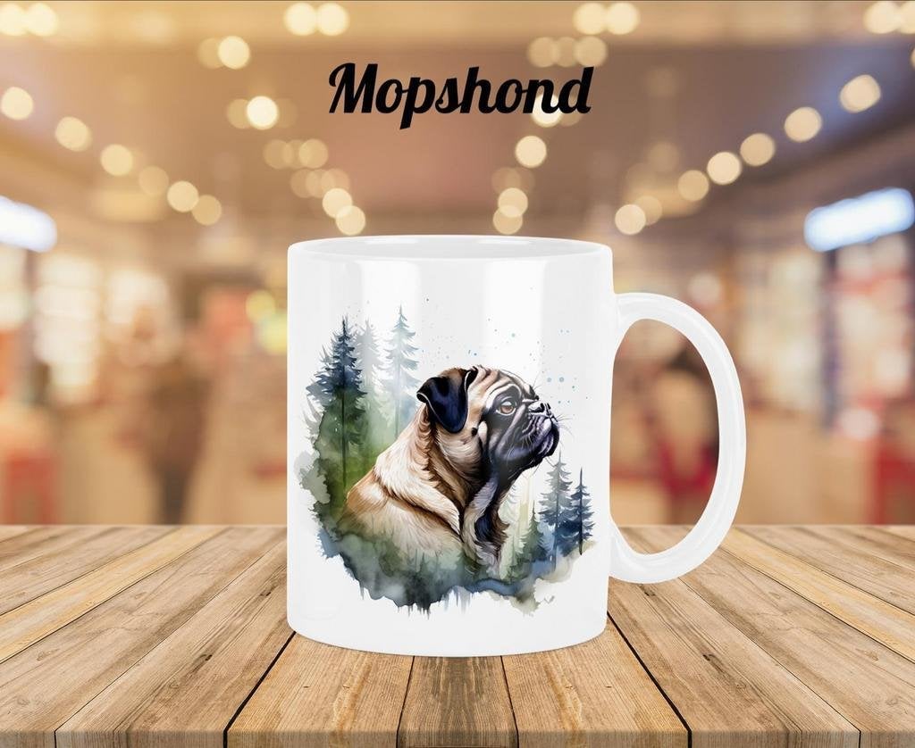 Mopshond profiel mok, Verzenden, Nieuw, Overige stijlen, Kop(pen) en/of Schotel(s)