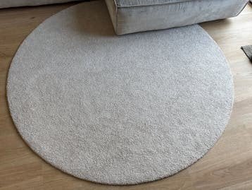 IKEA Stoense rond vloerkleed ecru 130cm, Huis en Inrichting, Ophalen, Crème, Gebruikt, Rond
