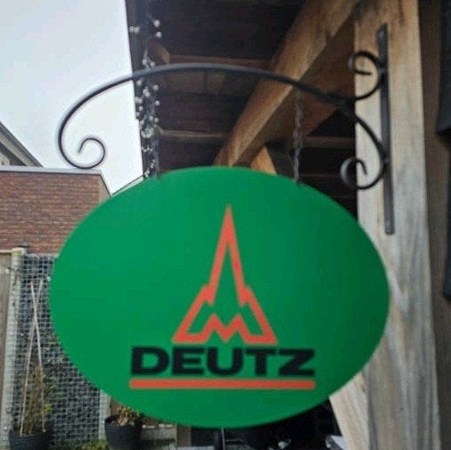 Dubbelzijdig DEUTZ uithangbord (incl beugel), Verzamelen, Ophalen of Verzenden, Nieuw, Reclamebord