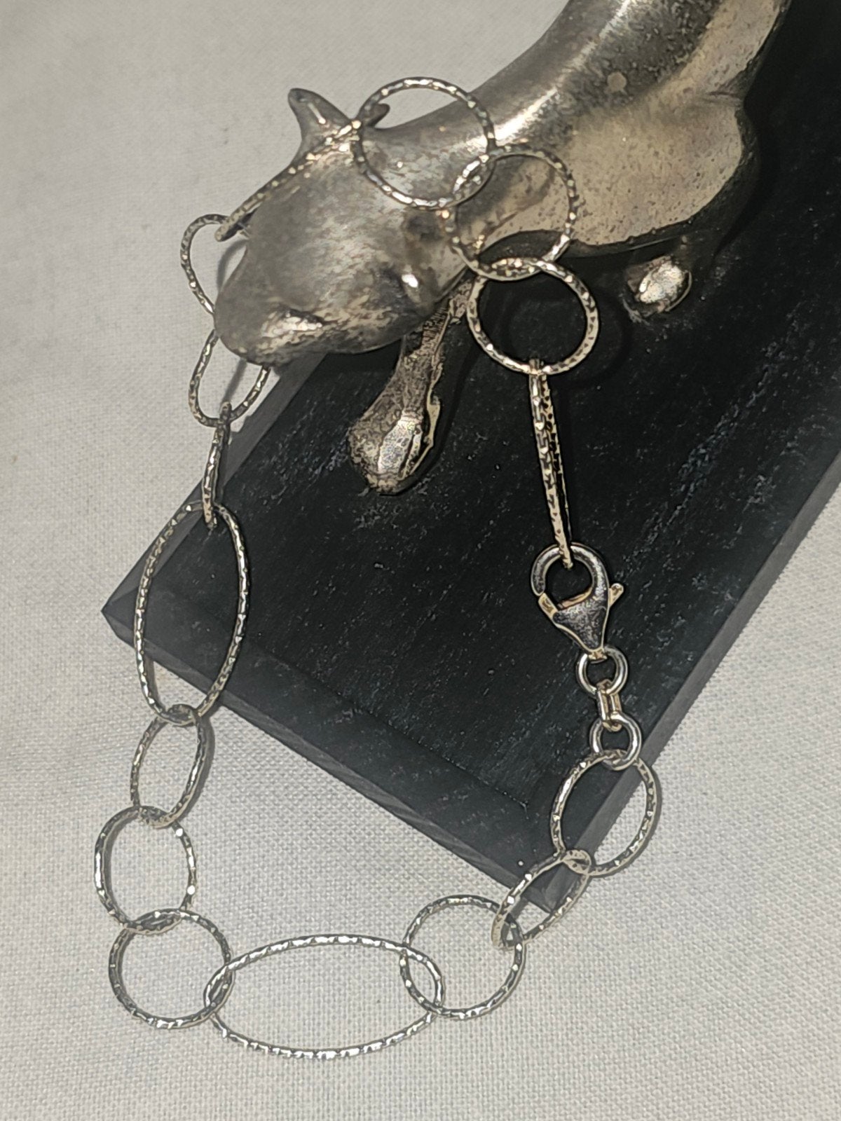 Zilveren Armband met Ovale en Ronde Schakels, Ophalen of Verzenden, Zo goed als nieuw, Zilver, Zilver