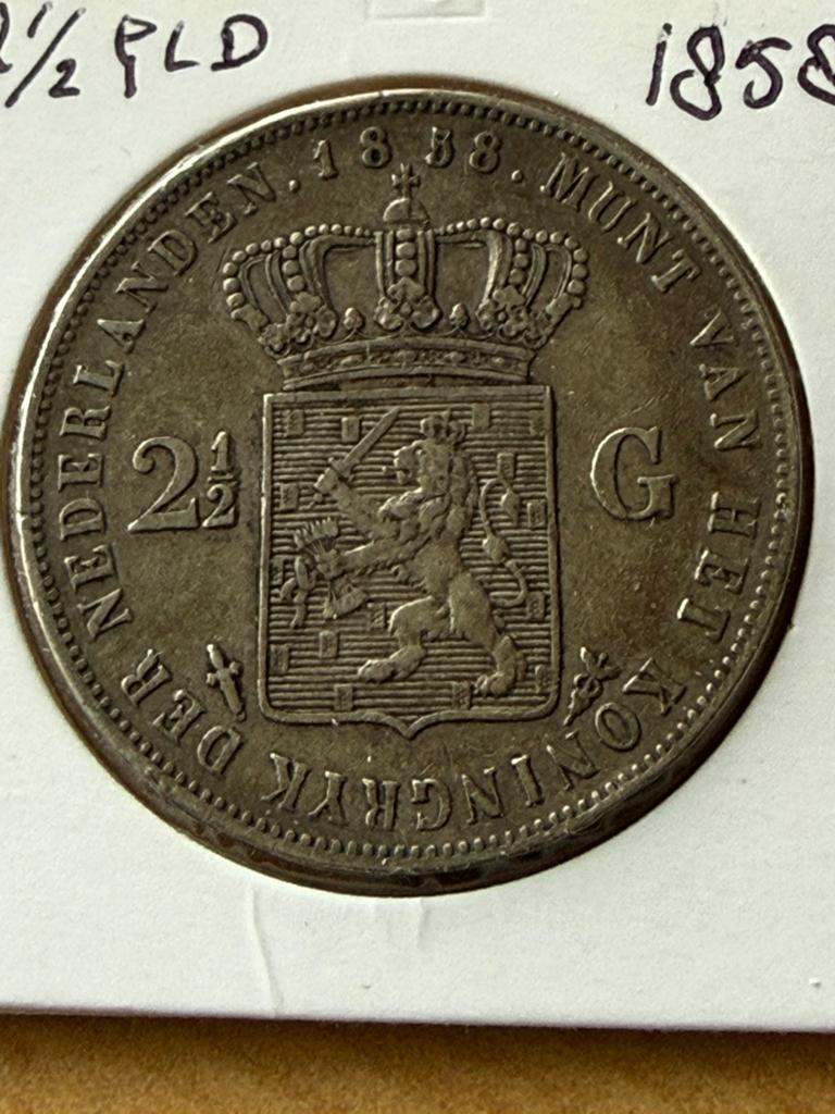 Rijksdaalder Willm 3 1858, Postzegels en Munten, Munten | Nederland, Ophalen of Verzenden, Koning Willem III, 2½ gulden