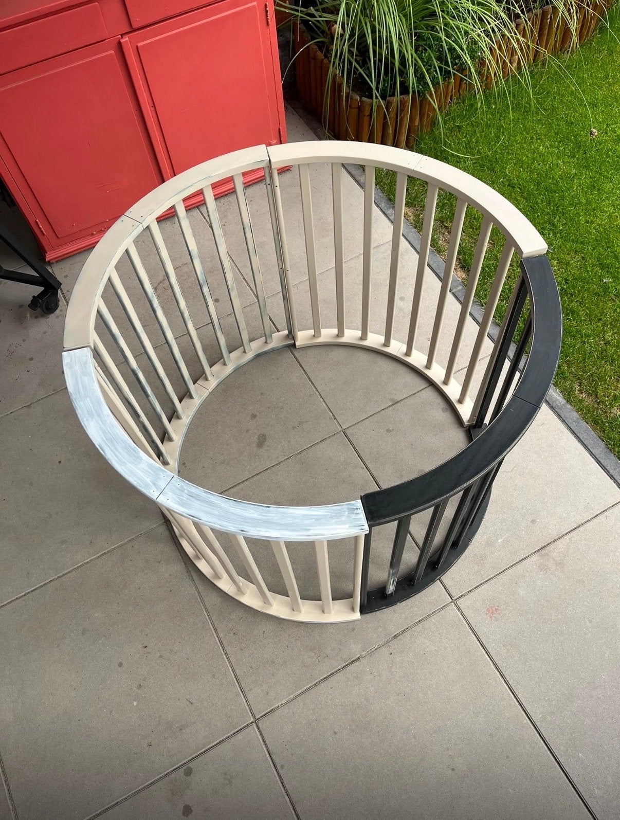 GRATIS Ronde box diameter 90 cm - Zwart/Beige, Ophalen, Gebruikt, Rond