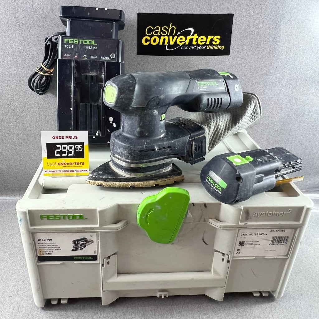 Festool Accu Schuurmachine DTSC 400 | 2 accu's | 408823, Doe-het-zelf en Verbouw, Gereedschap | Schuurmachines, Ophalen of Verzenden