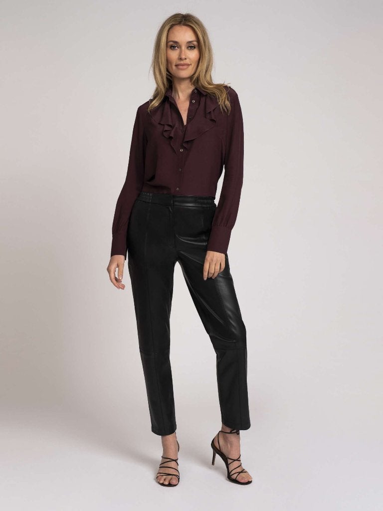 Zwarte Lange Leren Broek - Fifth House * Mt. 38 / 40 * ZGAN, Maat 38/40 (M), Zwart, Ophalen of Verzenden, Zo goed als nieuw