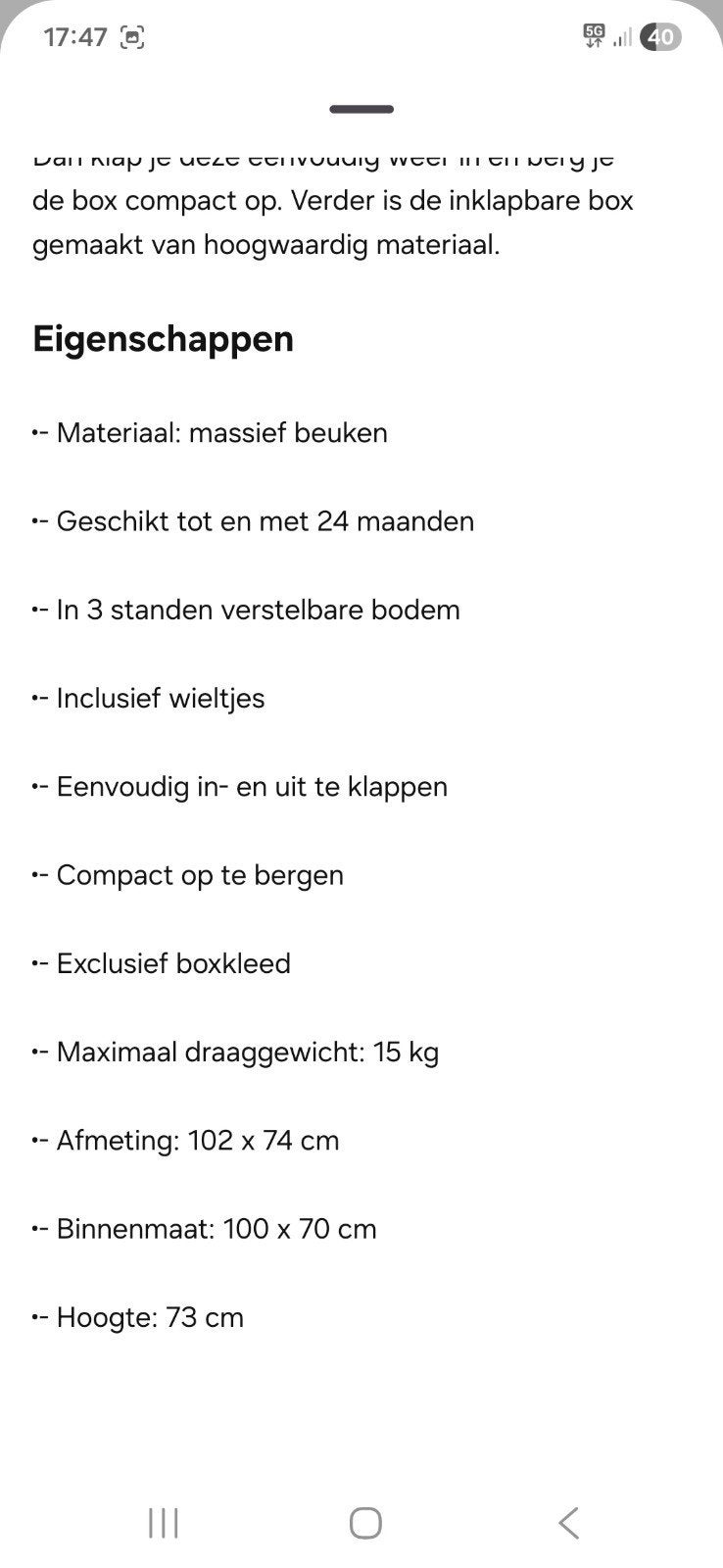 Puck Inklapbare Box Mat Zwart - Compact & Verstelbaar, Kinderen en Baby's, Boxen, Ophalen, Zo goed als nieuw, Rechthoekig, In hoogte verstelbaar