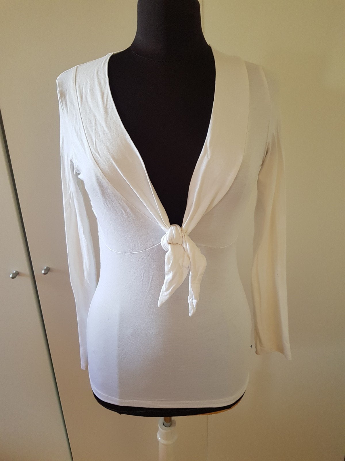 Watcher top lange mouwen met strik/knoop – maat L, Wit, Maat 42/44 (L), Ophalen of Verzenden, Zo goed als nieuw