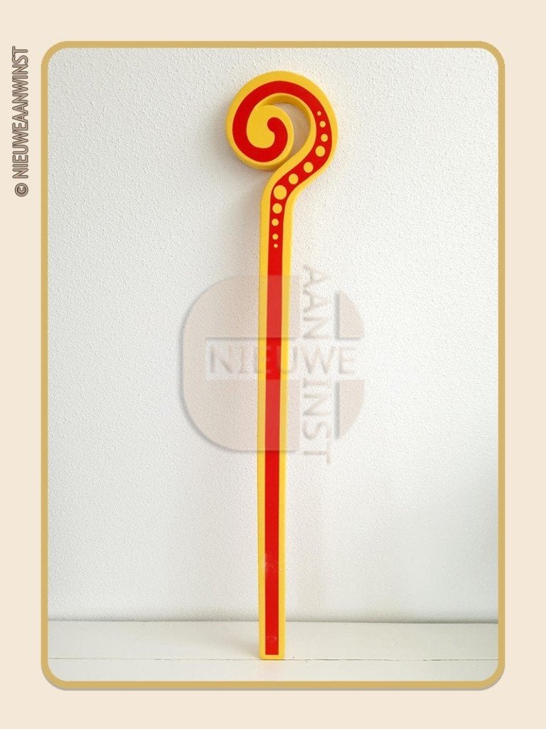 Foam Sinterklaas staf - geel/rood - 55cm, Verzenden, Zo goed als nieuw