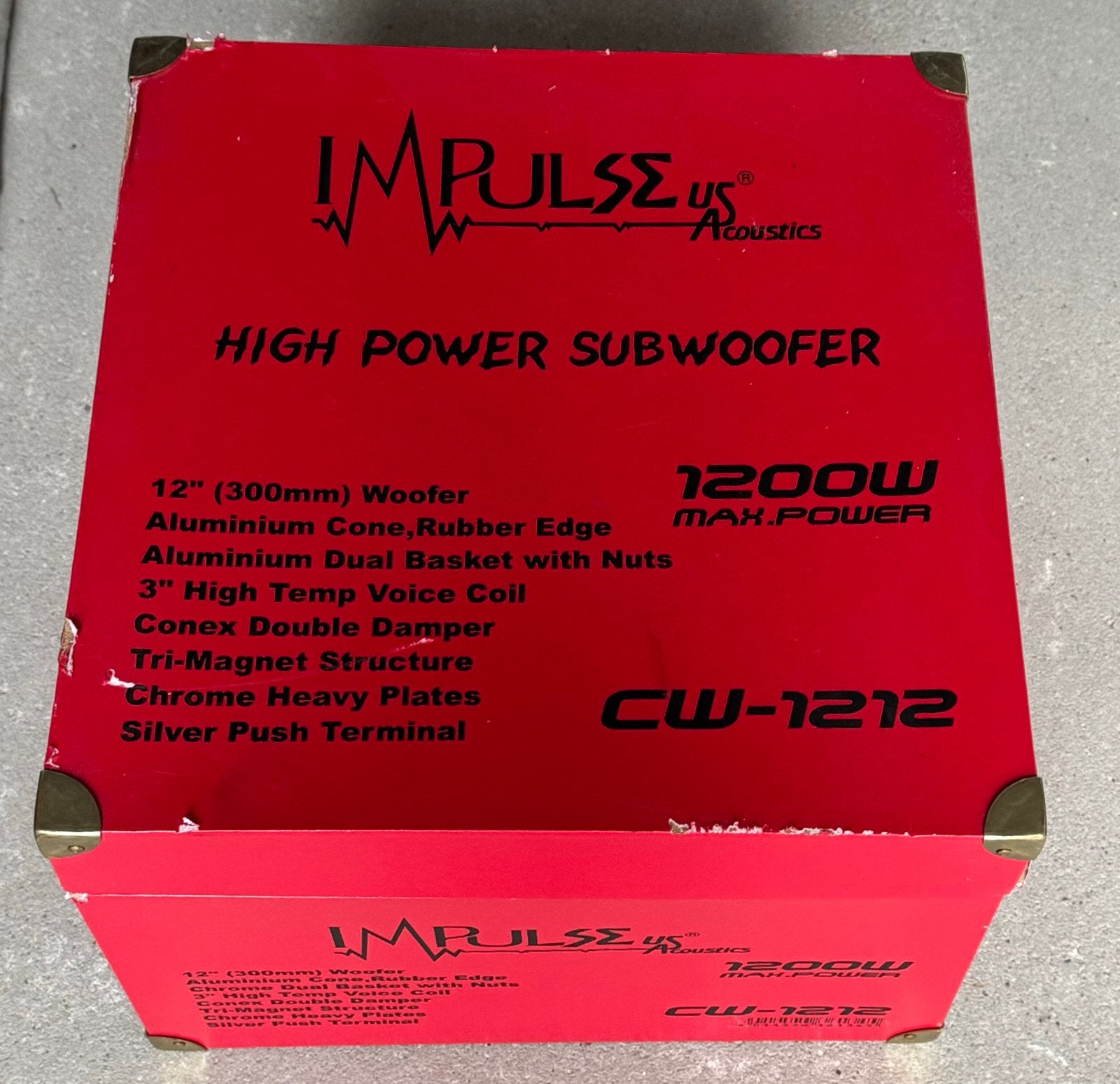 Impulse US Acoustics CW-1212 High Power Subwoofer 1200W, Gebruikt, Subwoofer, Ophalen, 150 watt of meer