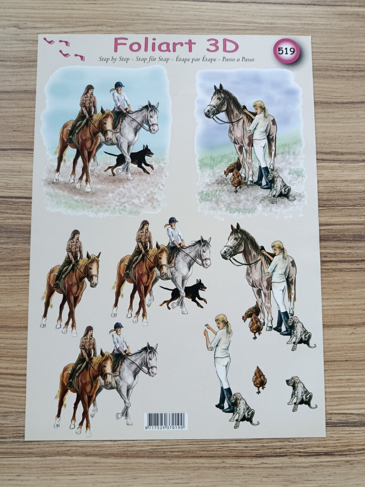 Paarden en hond en vrouwen Knipvellen,, Hobby en Vrije tijd, Kaarten | Zelf maken, Ophalen of Verzenden, Nieuw, Natuur, Knipvel