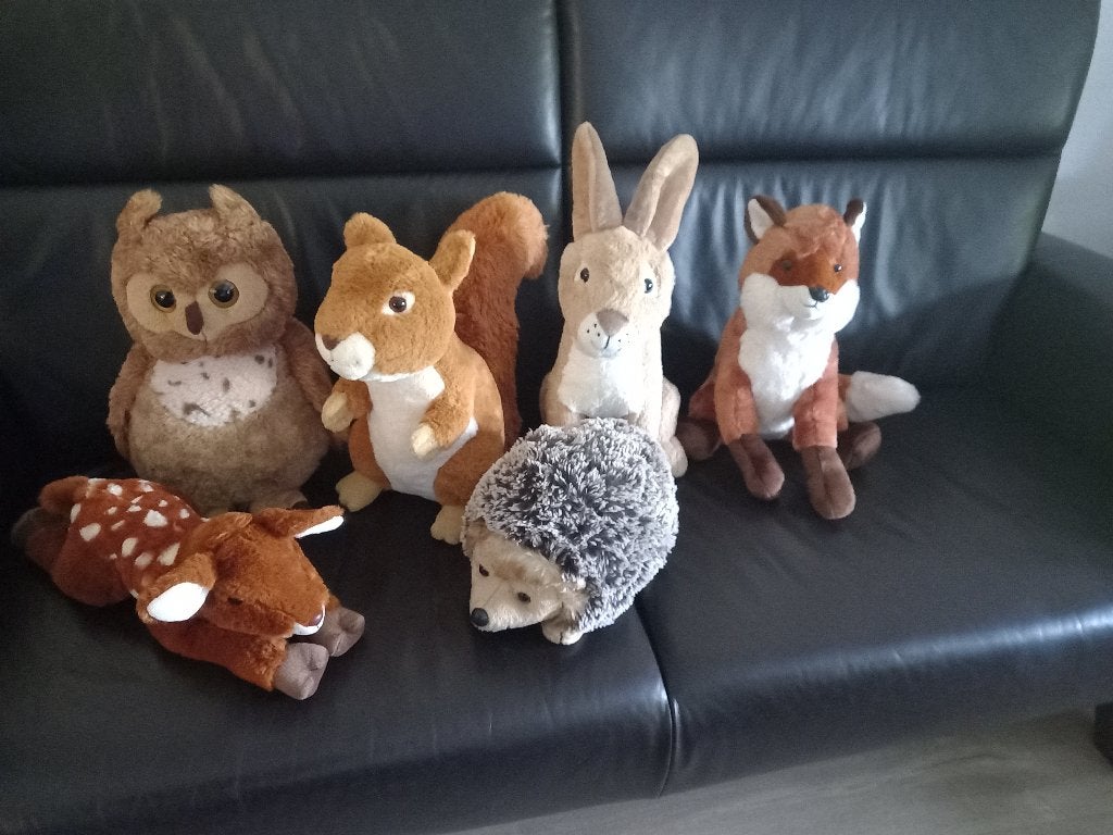 6 Grote bosdieren knuffels 40 a 45 cm ., Ophalen of Verzenden, Zo goed als nieuw, Overige typen, Middelgroot (20 tot 80 cm)