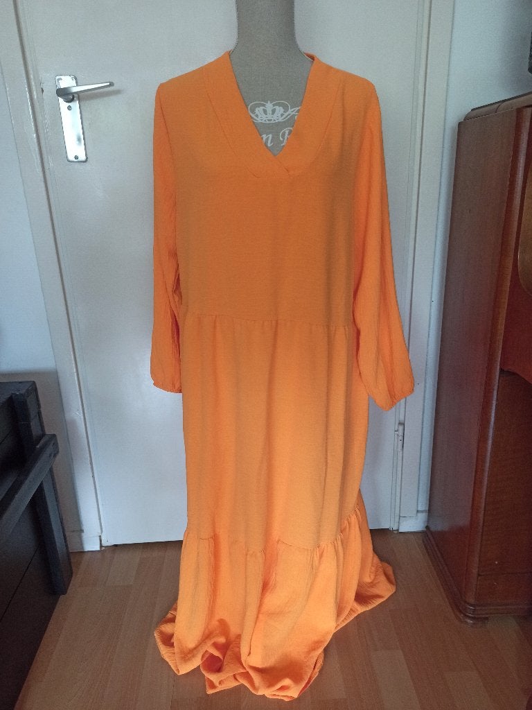 Trendy oranje boho ibiza maxi jurk van Made in Italy mt XXL, Made in Italy, Verzenden, Maat 46/48 (XL) of groter, Oranje