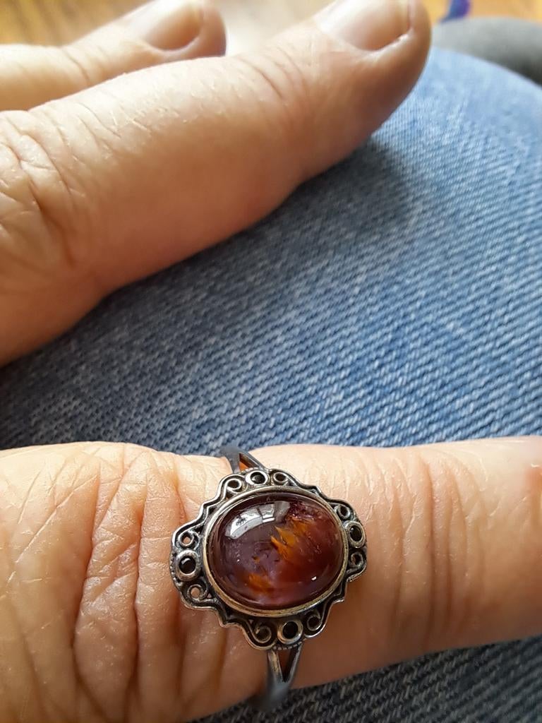 Ring auraliet echt zilver verstelbaar, Sieraden, Tassen en Uiterlijk, Ringen, Ophalen of Verzenden, 17 tot 18, Dame, Zilver