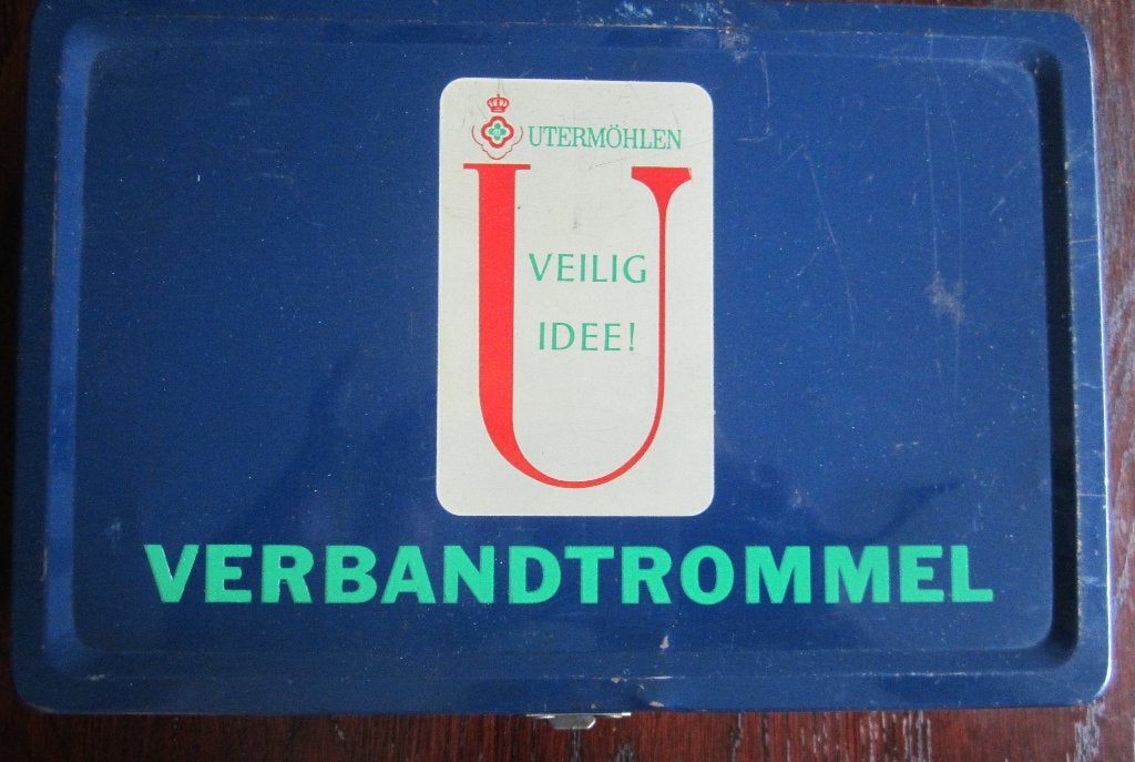 UTERMÖHLEN OUDE VERBANDTROMMEL MET INHOUD, Verzamelen, Ophalen, Gebruikt, Overige