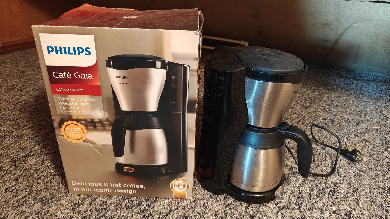 Philips Café Gaia Koffiezetapparaat met Thermoskan, Koffiemachine, Gemalen koffie, Ophalen of Verzenden, Zo goed als nieuw