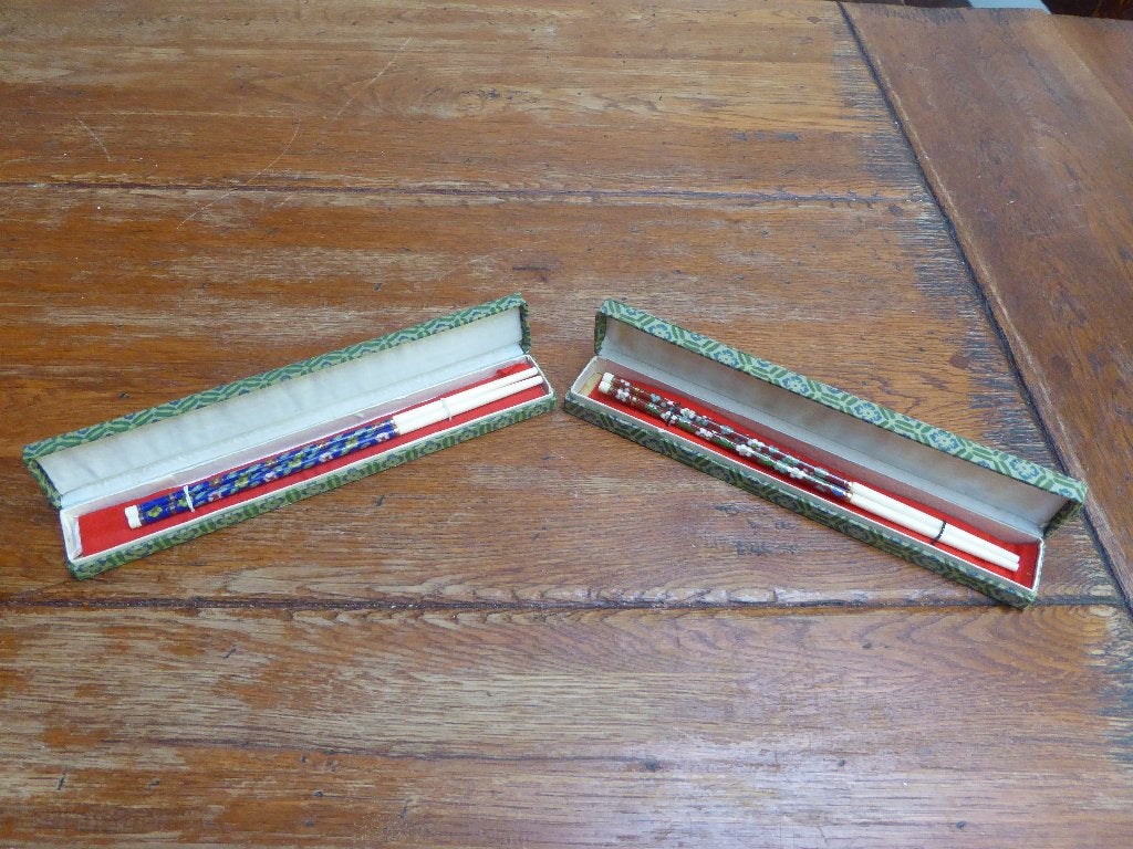 2 setjes eetstokjes met cloisonne, Ophalen of Verzenden