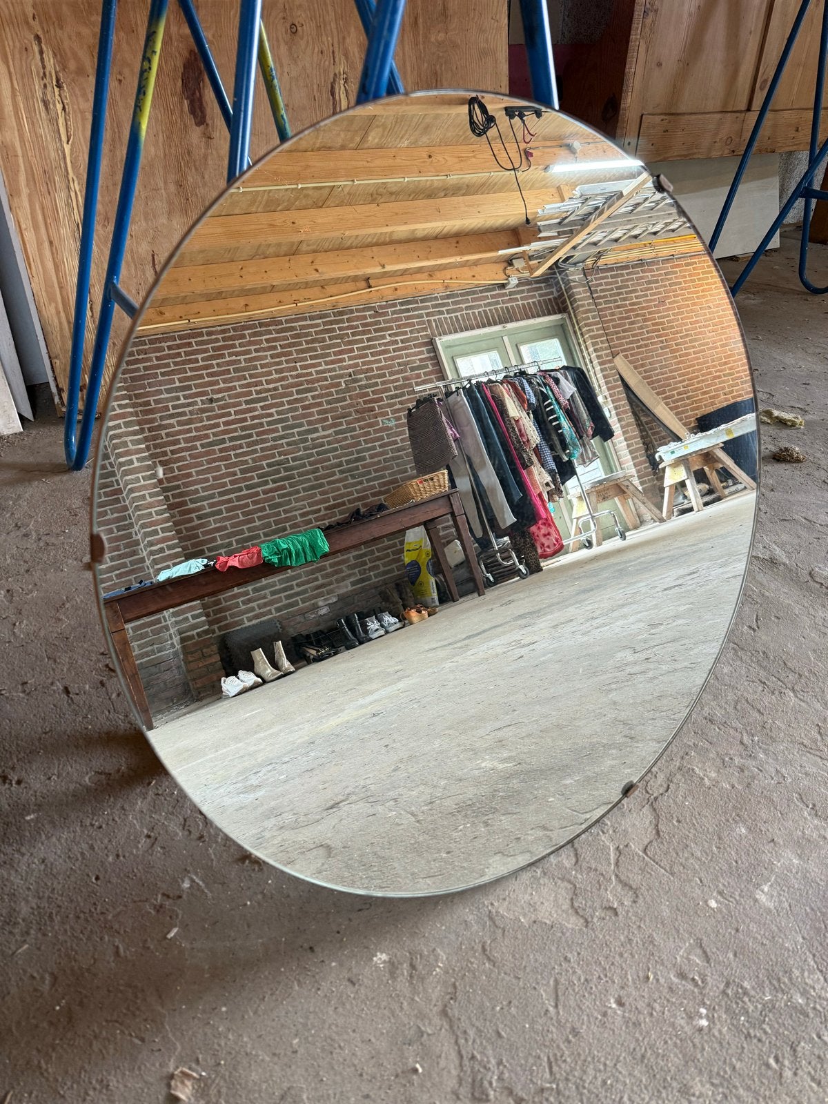 Ronde spiegel met diameter 76 cm, Huis en Inrichting, Woonaccessoires | Spiegels, Ophalen, Gebruikt, Rond, 75 tot 100 cm