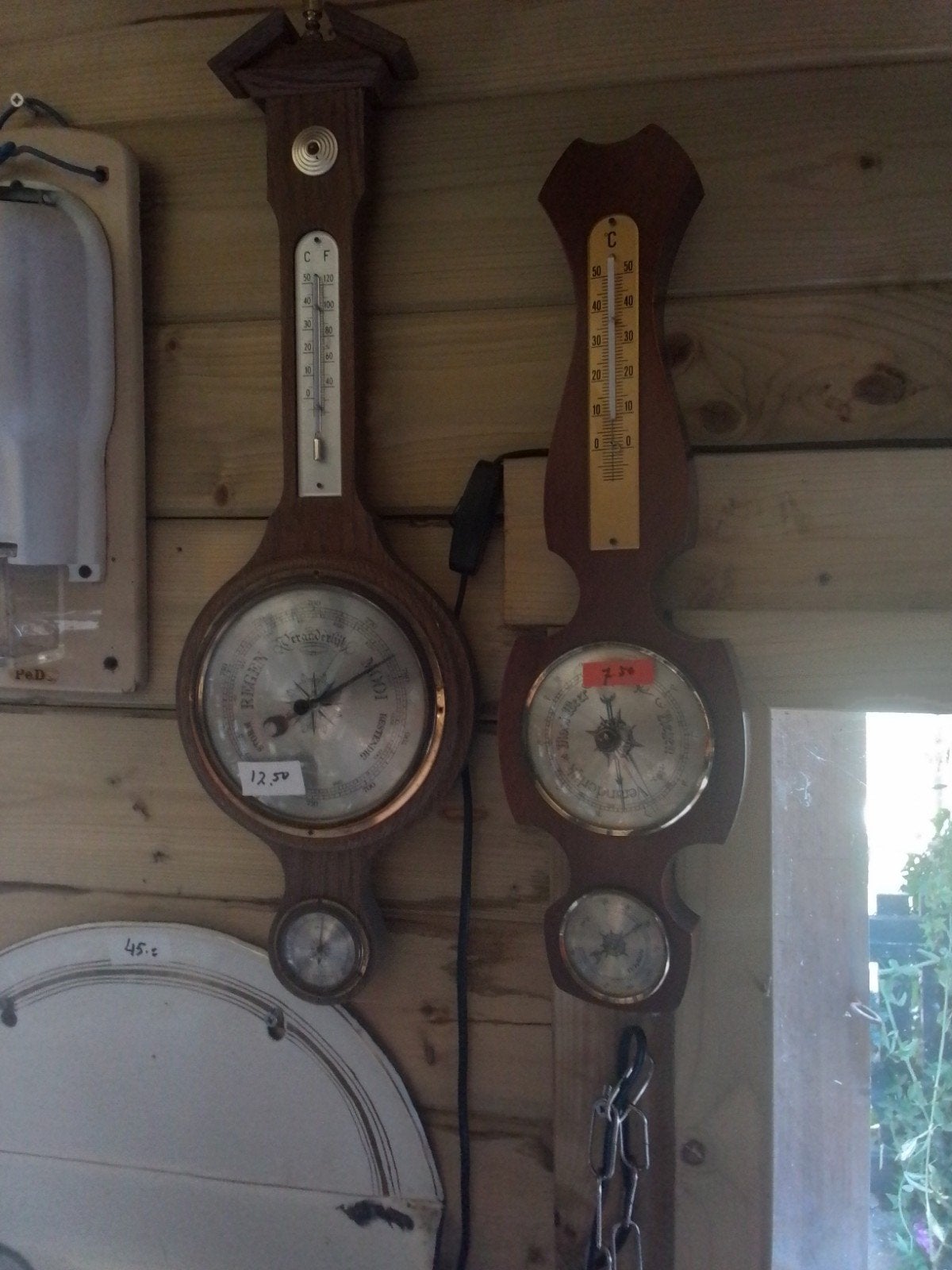 2 Grote Barometers met Thermometer - Vintage Weerstations, Ophalen of Verzenden