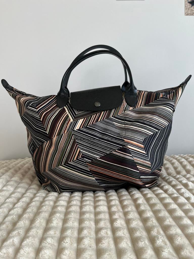 Limited edition longchamp Le Pliage totebag maat M, Ophalen of Verzenden, Zo goed als nieuw, Zwart, Handtas