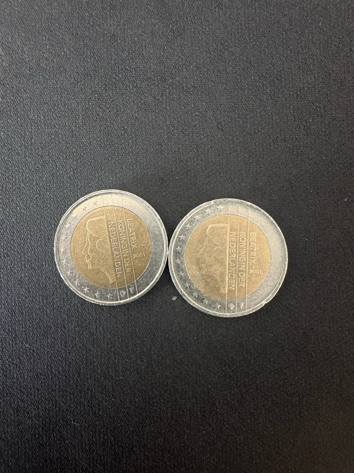 2 Euromunten Nederland Beatrix 2001, Ophalen, Koningin Beatrix, Euro's, Losse munt
