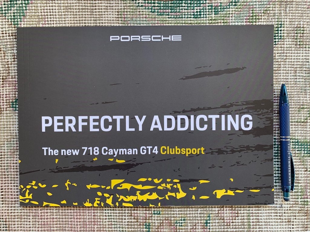 ZELDZAAM: brochure Porsche 718 Cayman GT4 Clubsport 2018, Porsche, Nieuw, Ophalen of Verzenden, Porsche