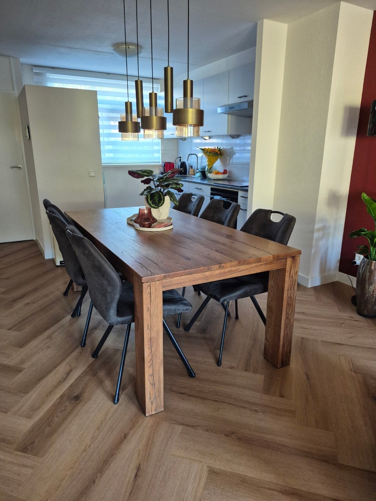 Massief eiken eettafel 200x100 cm, Huis en Inrichting, Ophalen, Gebruikt, 100 tot 150 cm, Eikenhout
