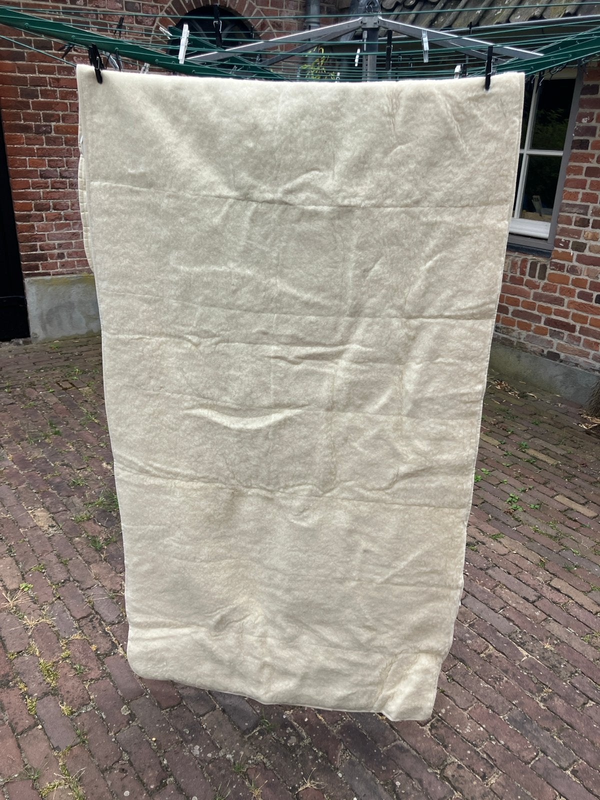 100% Scheerwollen Onderdeken Eenpersoons (90x200), Gebruikt, Eenpersoons, Beige, Overige typen