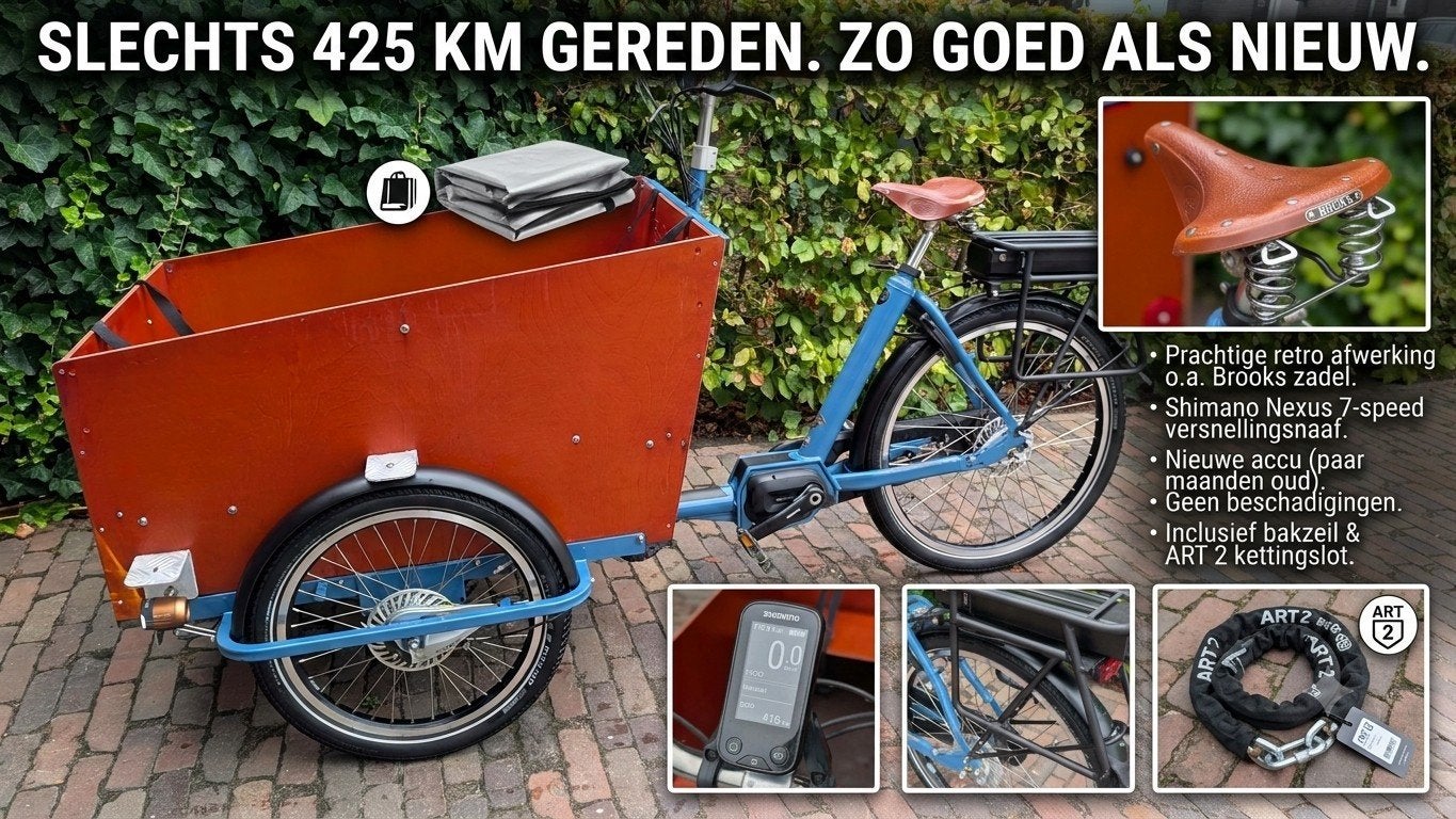 Bakfiets NL CargoTrike Retro electrisch (418 KM), Overige merken, 4 kinderen of meer, Elektrisch, Ophalen of Verzenden