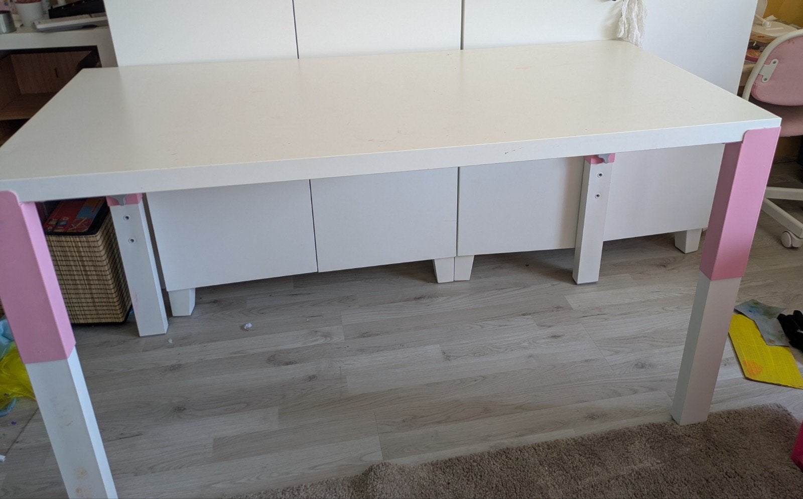 ikea PÅHL kinder Bureau roze wit meisje verstelbaar, Gebruikt, 96 cm, Kinderbureau, In hoogte verstelbaar