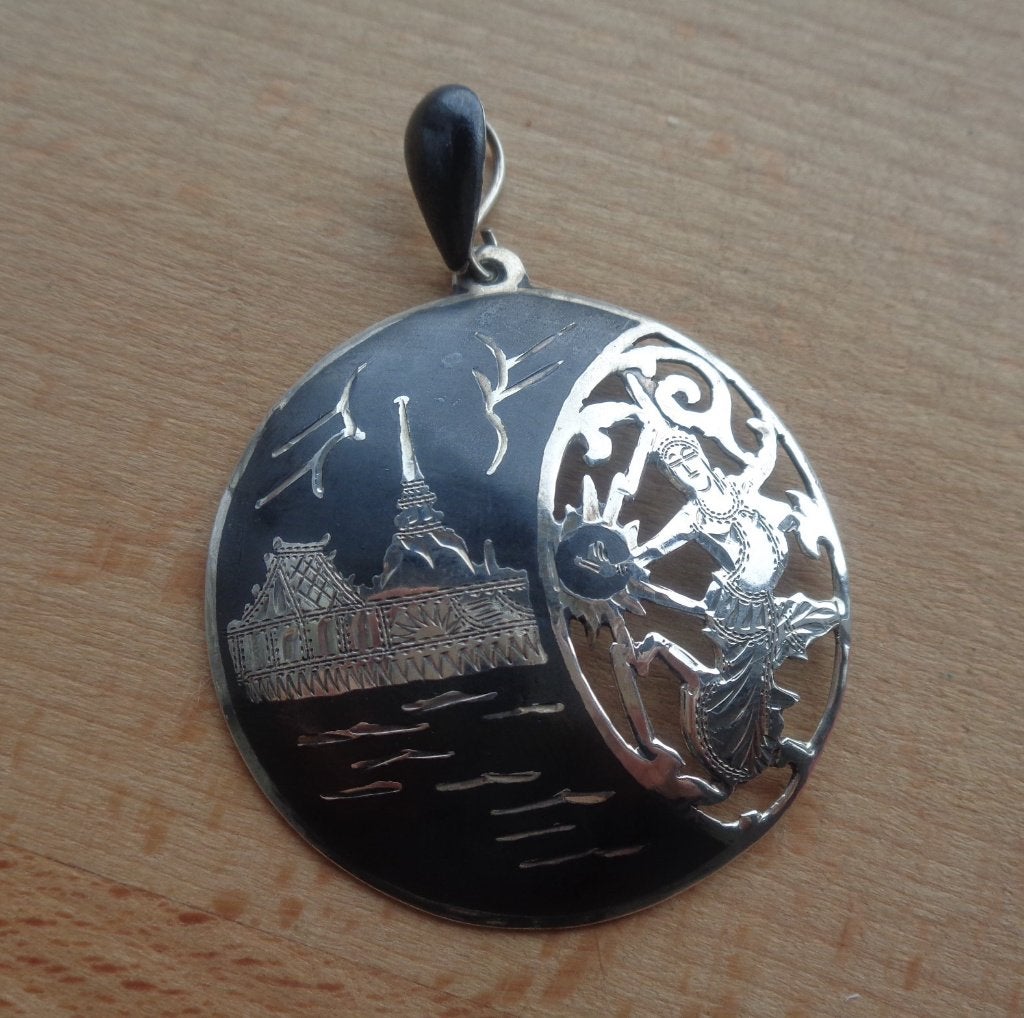 Sterling Zilver Siam Niëllo hanger [868], Verzenden, Zo goed als nieuw, Zilver, Zilver
