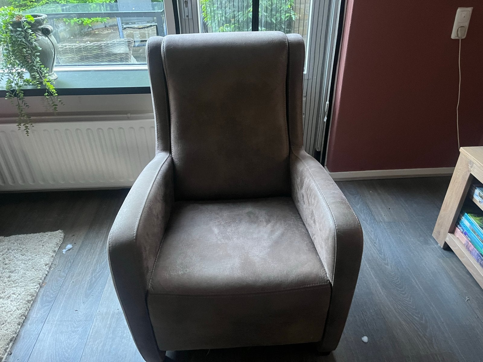 Comfortabele fauteuil - Wegens verhuizing te koop, Huis en Inrichting, Fauteuils, Ophalen, Gebruikt, Taupe, 50 tot 75 cm