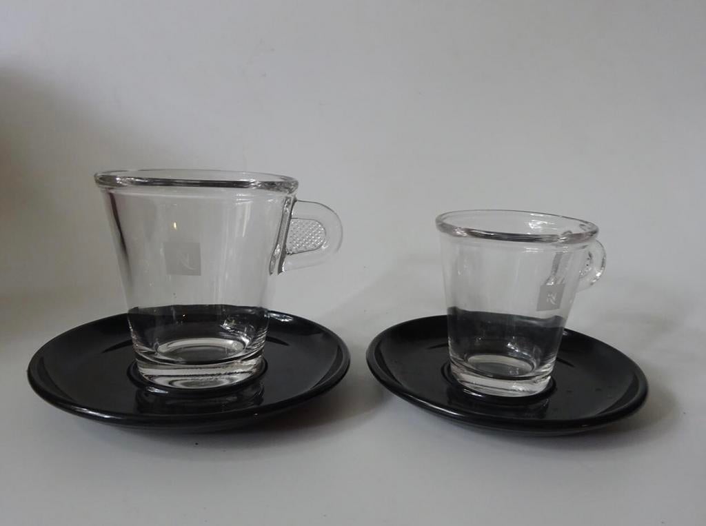 2x vintage nespresso espresso kop en schotel., Ophalen of Verzenden, Overige stijlen, Kop(pen) en/of Schotel(s), Glas
