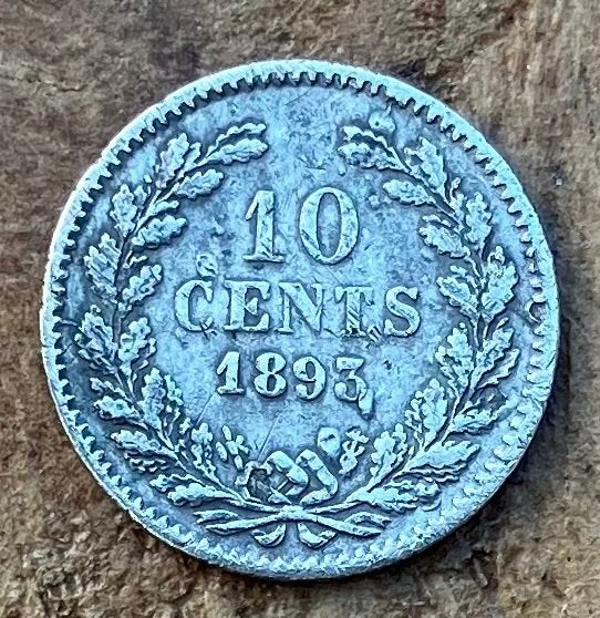 10 cent 1893 Wilhelmina, Ophalen, Zilver, 10 cent, Koningin Wilhelmina