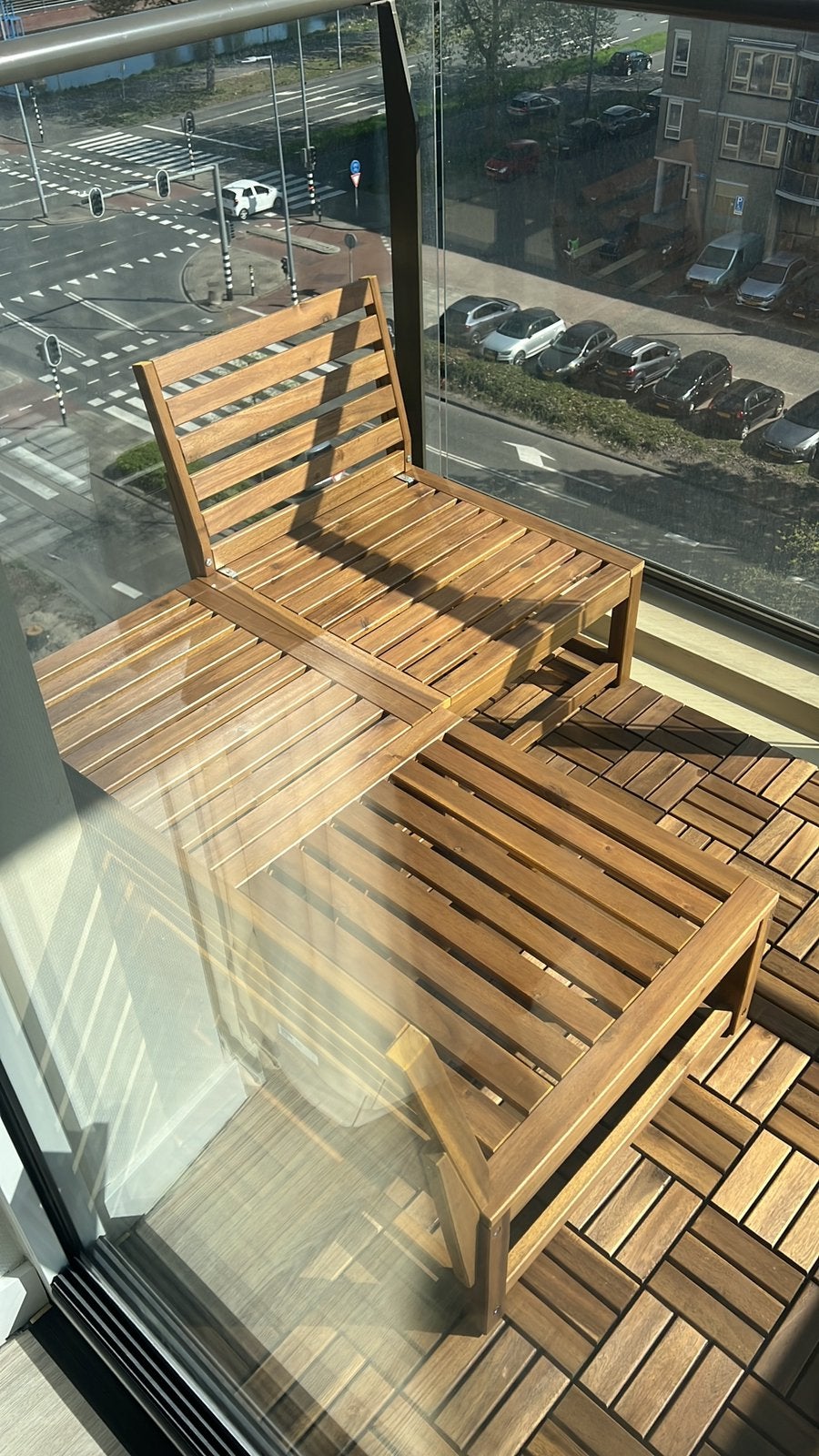Ikea tuinmeubelen set - 3 stoelen+kussens+bijzettafel, Ophalen, Zo goed als nieuw, Hout
