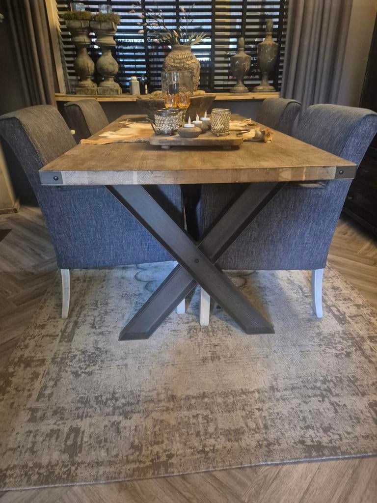 Eethoek met stoelen tafel 190 bij 90, Ophalen, Gebruikt, 4 tot 6 stoelen