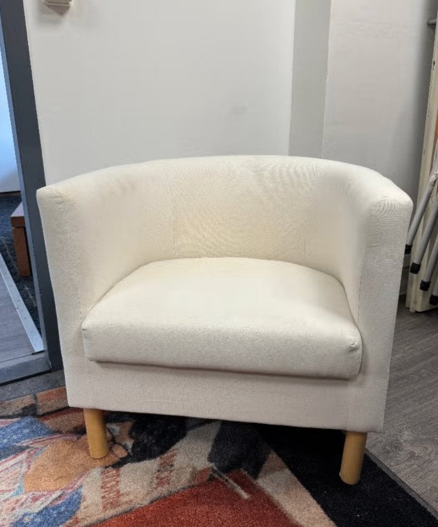 Creme/witte fauteuil Ikea, Ophalen, Gebruikt, Minder dan 75 cm, 50 tot 75 cm