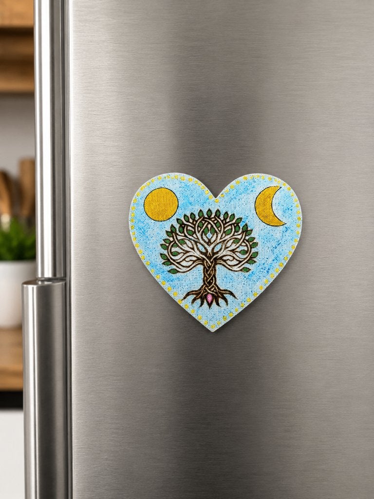 Handgemaakte Tree of Life Hart Magneet–Laser&Handgeschilderd, Ophalen of Verzenden, Nieuw, Handgemaakt, Overige materialen