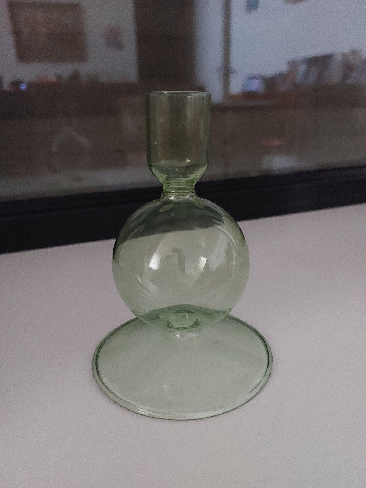 Anna groen kaarsenkandelaar, Antiek en Kunst, Antiek | Glas en Kristal, Ophalen of Verzenden