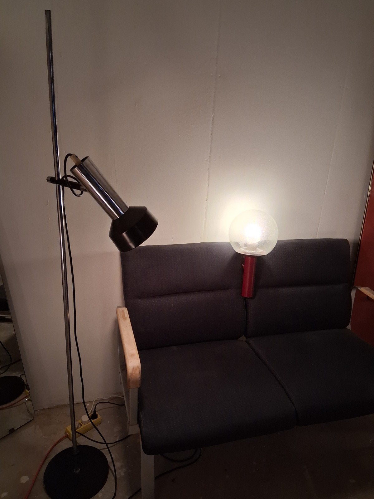 Vintage staande vloer lamp, Gebruikt, Vintage, Ophalen of Verzenden, Metaal