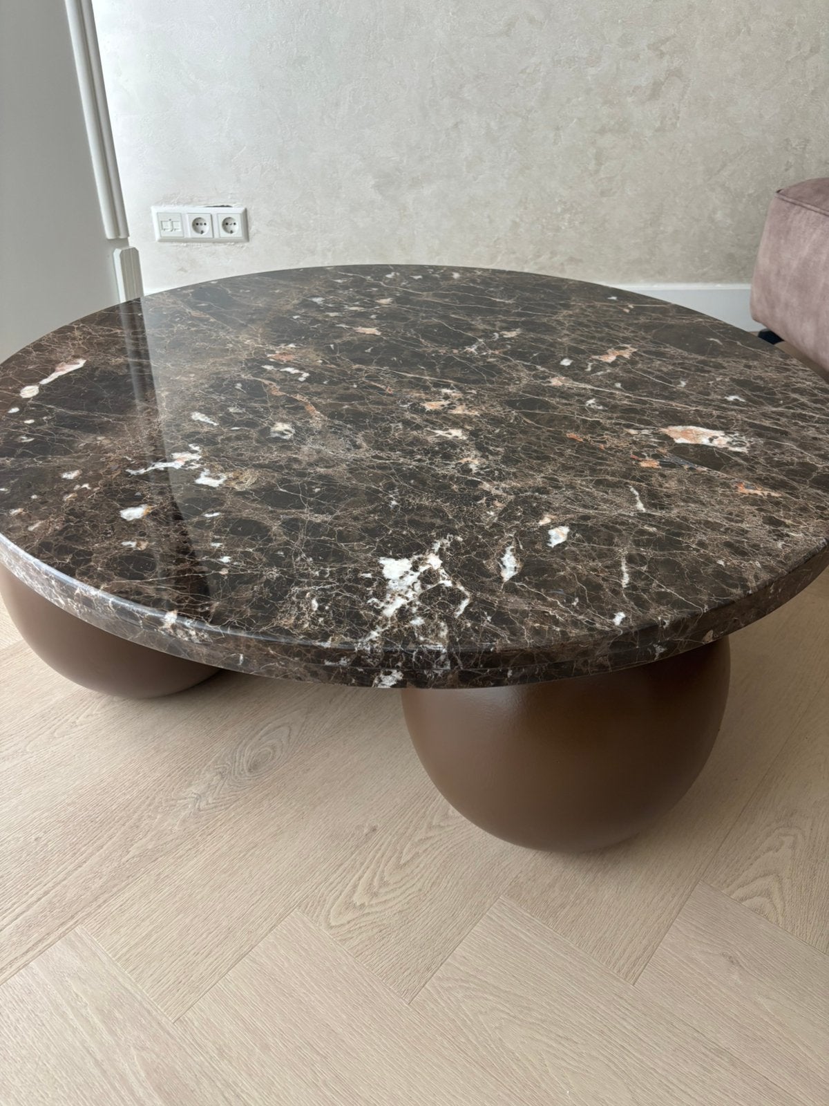 Exclusieve salon hand made Dark Emperador 100 cm, Huis en Inrichting, Tafels | Salontafels, Ophalen, Nieuw, Rond, 100 tot 150 cm