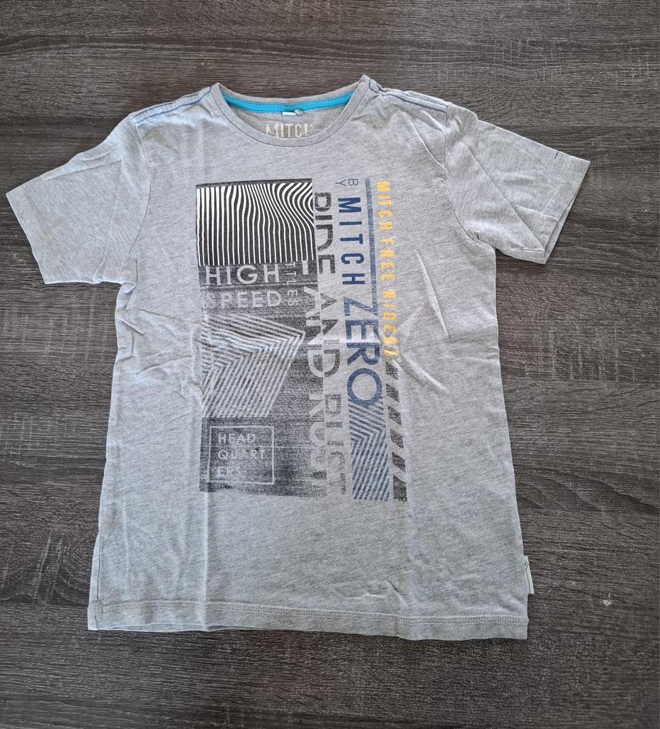 Mitch T-shirt – maat 134/140 – grijs met print, Verzenden, Zo goed als nieuw, Jongen, Shirt of Longsleeve