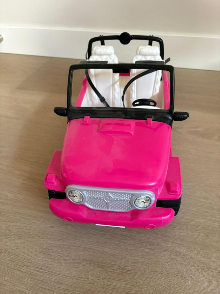 Roze Barbie Jeep Speelgoedauto, Ophalen of Verzenden, Zo goed als nieuw