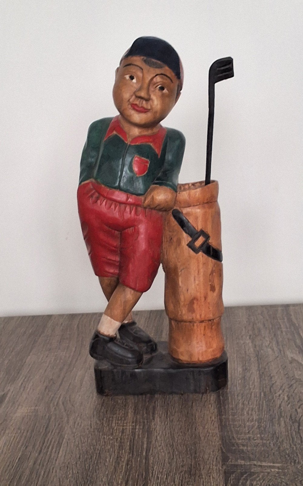 Nostalgische houten golfspeler beeld - 42 cm, Handgemaakt, Ophalen of Verzenden, 20 - 50 cm, Beeld