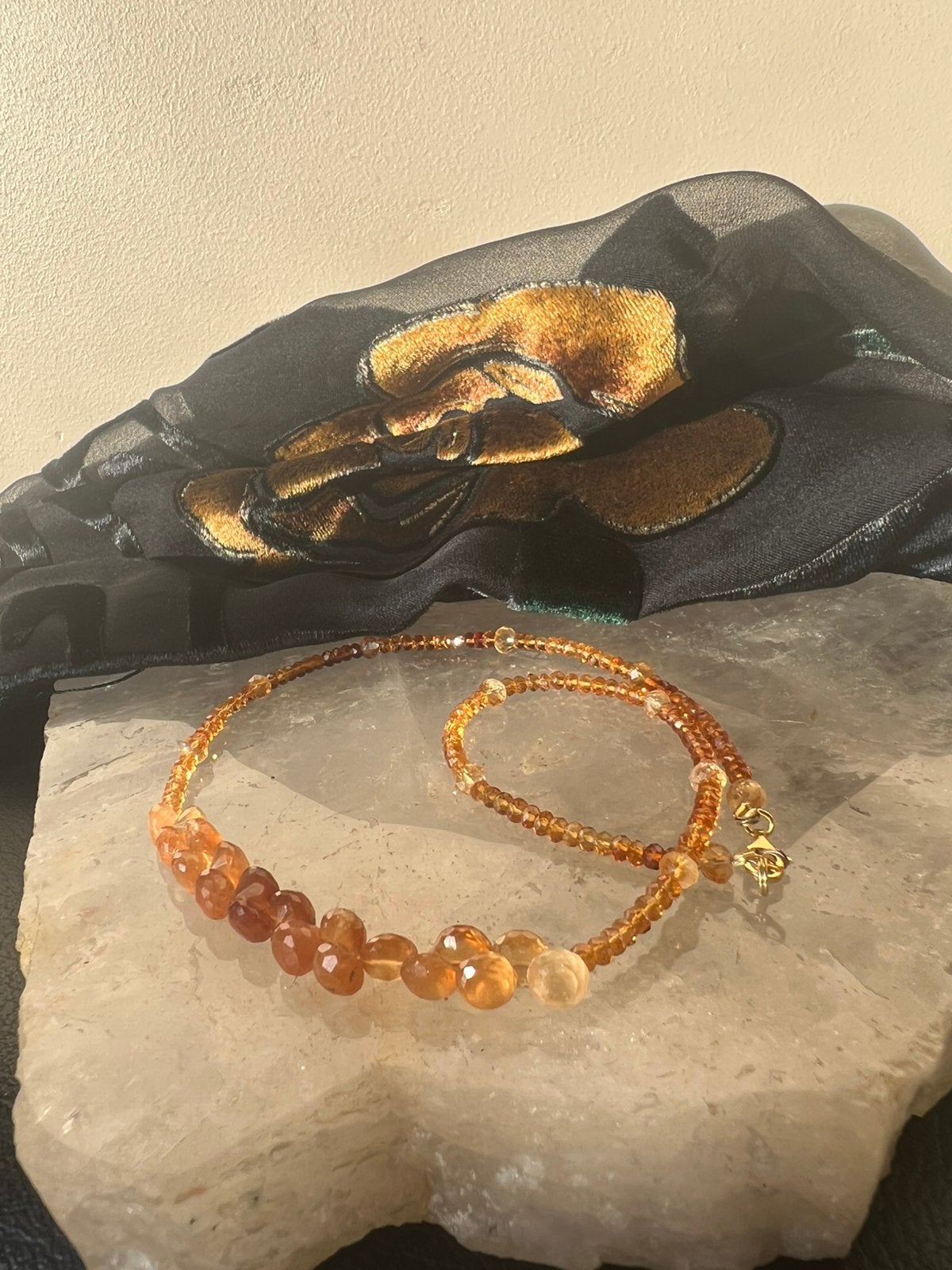 Granaat hessoniet citrien Madeira beschermt power geluk TIP, Sieraden, Tassen en Uiterlijk, Kettingen, Nieuw, Oranje, Ophalen of Verzenden