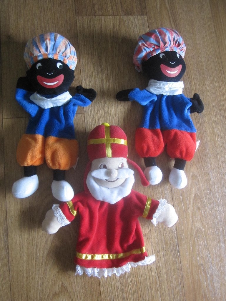 Vintage handpoppen Sinterklaas en 3 Pieten., Ophalen of Verzenden, Gebruikt, Overige typen