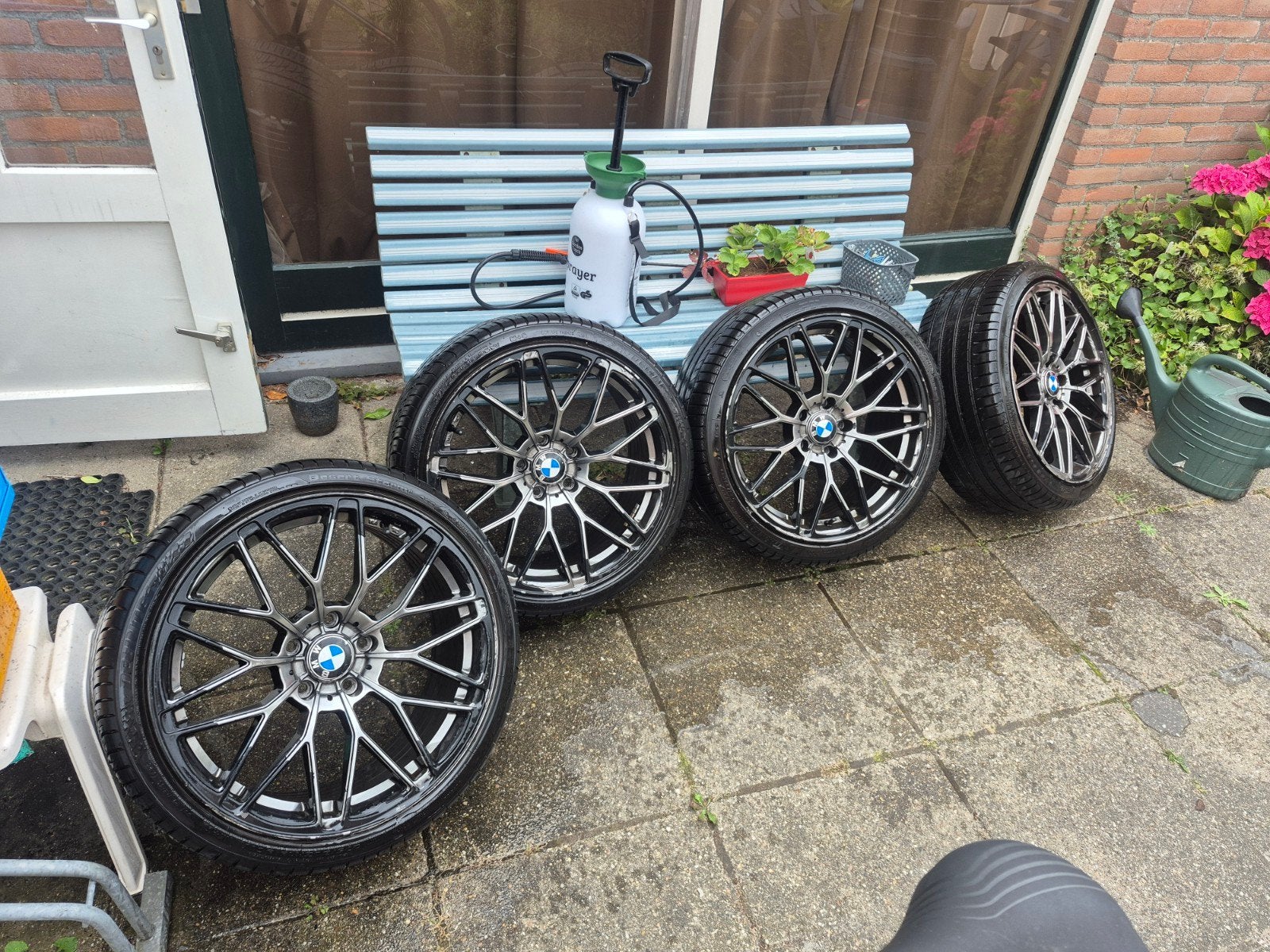 Bmw velgen met 4 nieuwe banden. breedset 19 inch opknappers, 19 inch, Banden en Velgen, Ophalen of Verzenden, Personenwagen