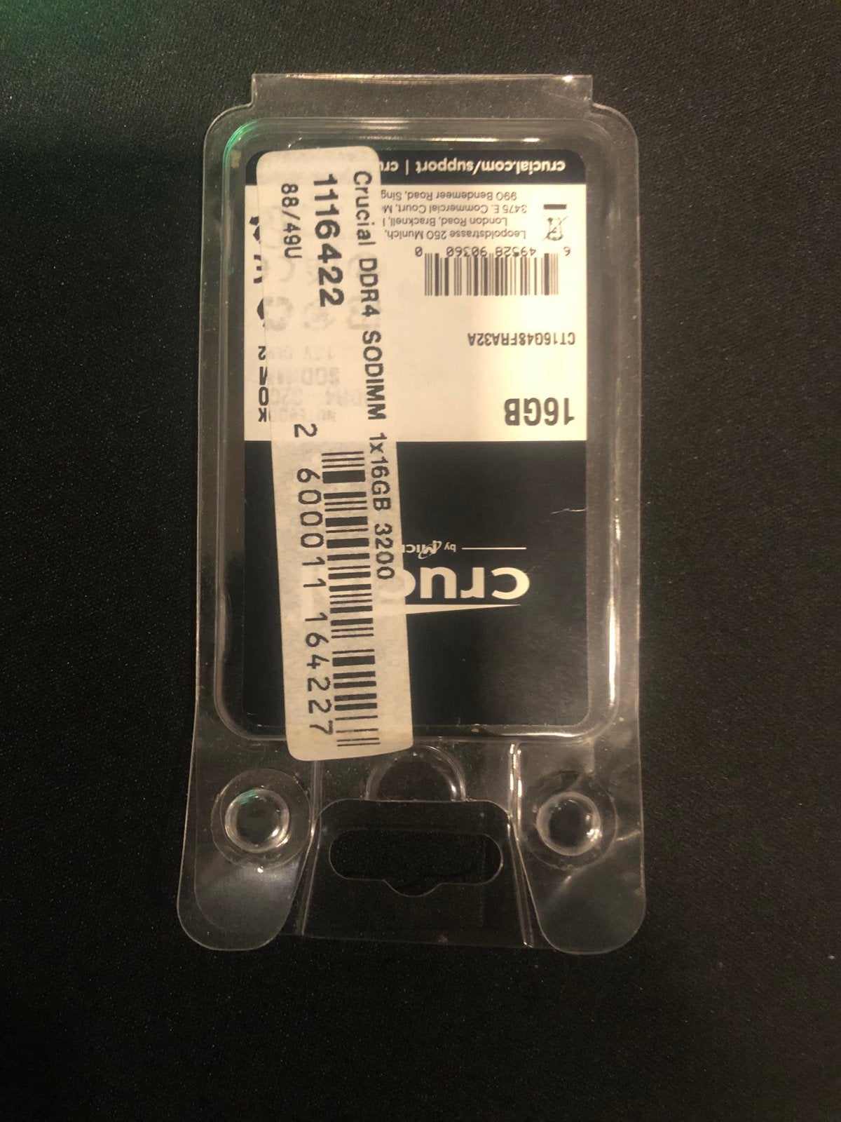 Crucial DDR4 SODIMM 16GB 3200MHz RAM voor Laptop, Computers en Software, DDR4, Ophalen of Verzenden, Zo goed als nieuw, Laptop