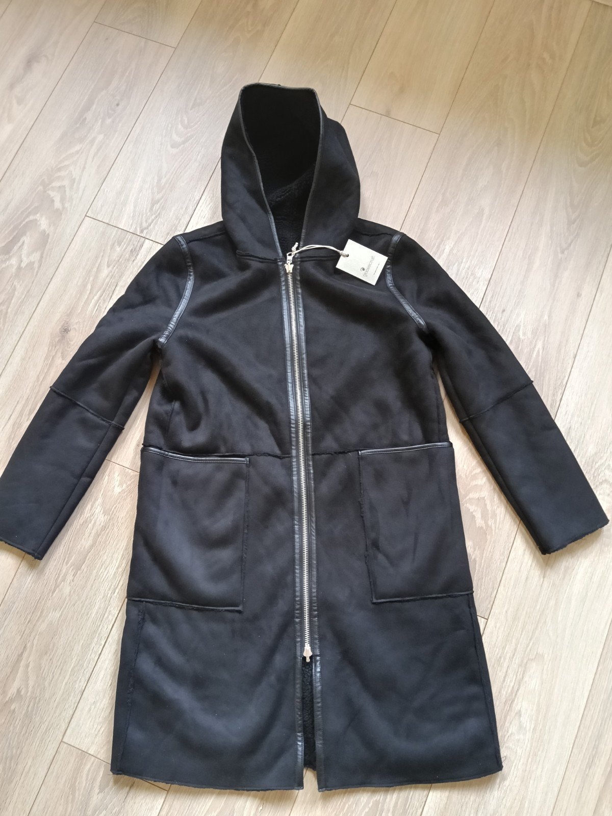 Goosecraft GC Adelyn coat - Zwart teddy bonded met suedine, Maat 38/40 (M), Goosecraft, Zwart, Nieuw