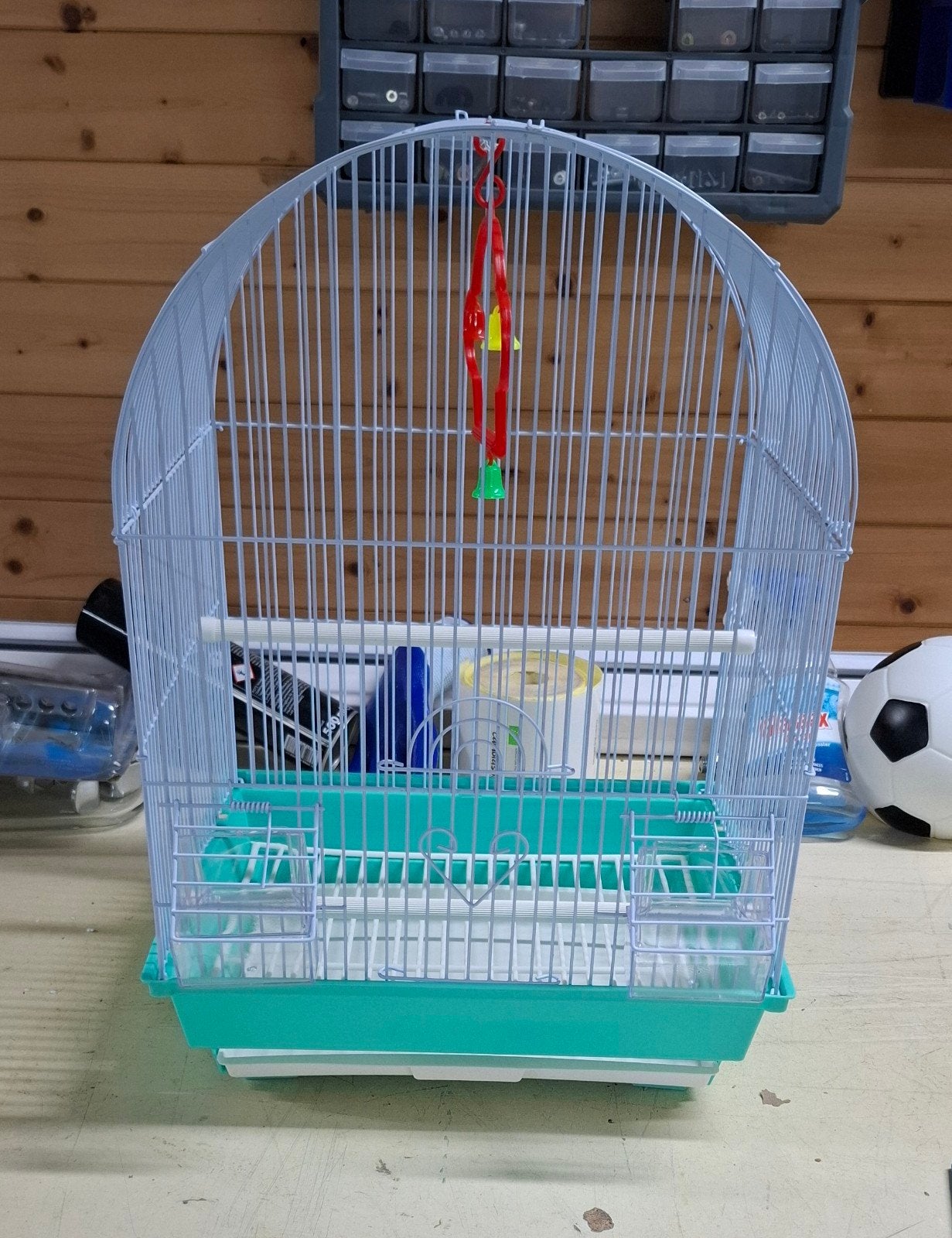 kleine wit met groene vogelkooi, Ophalen, Nieuw, Metaal, Vogelkooi