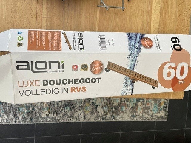 Aloni RVS drain douchegoot 60 cm koper kleur, Doe-het-zelf en Verbouw, Sanitair, Ophalen of Verzenden, Nieuw, Rvs, Douche